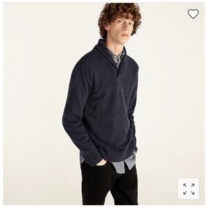 J.Crew Men Navy Outerwear Fleece Cotton Blend Shawl Collar Sweater Size M